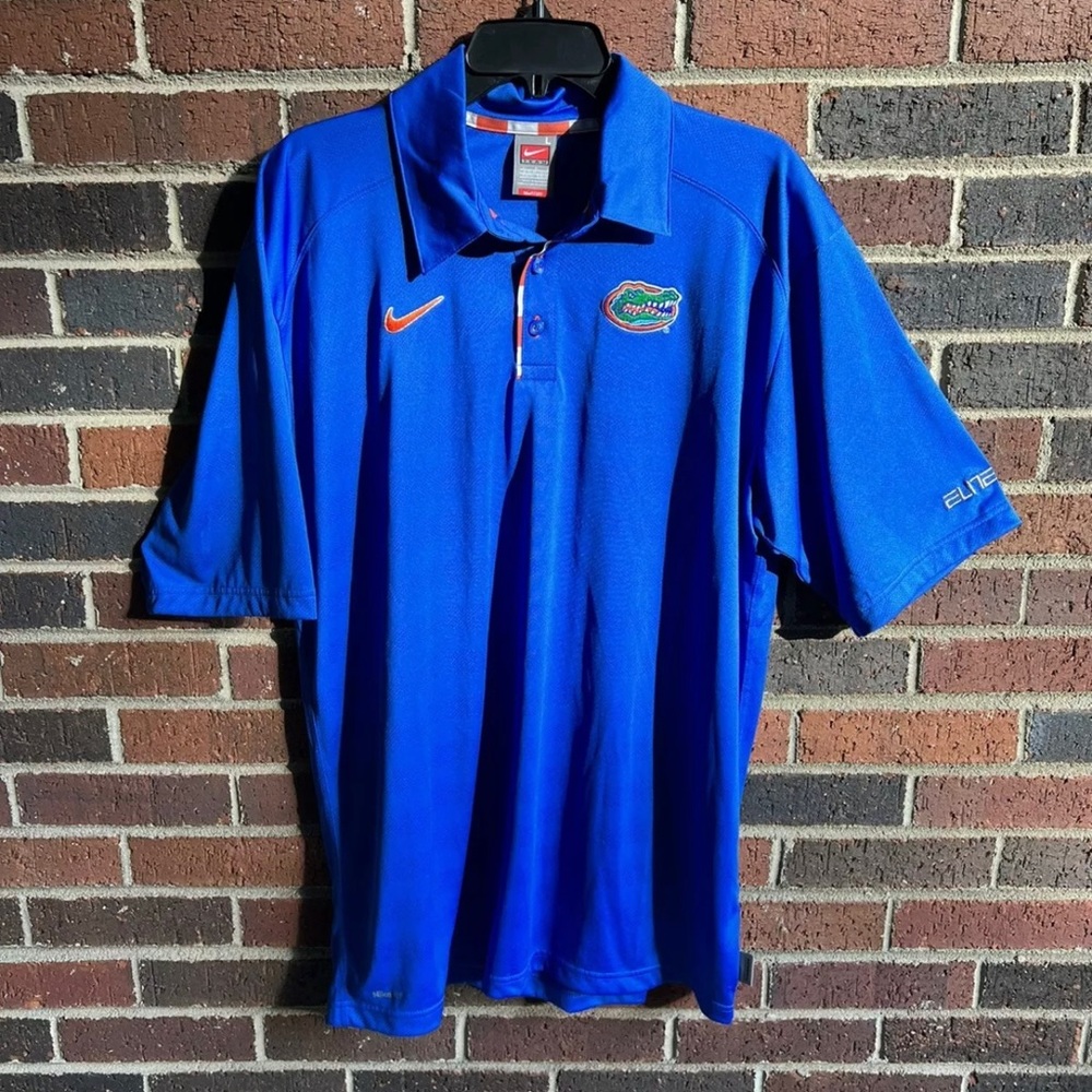 Men's Blue Nike Dri-Fit Elite Florida Gators Short Sleeve Polo